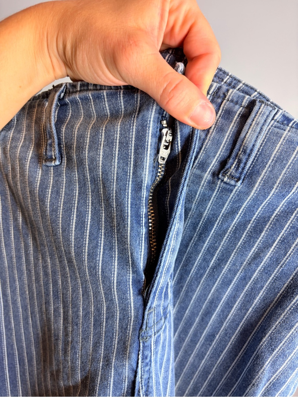We The Free Blue Pinstripe Wide-Leg Jeans - Picture 6 of 13